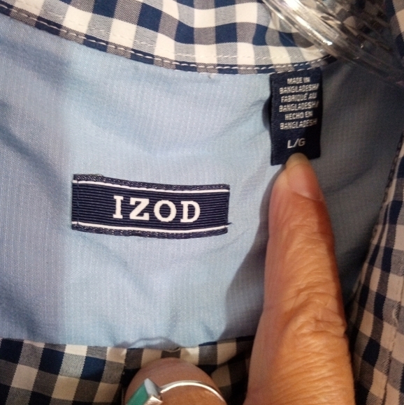 Izod check short sleeve button down shirt men size large - Picture 3 of 8